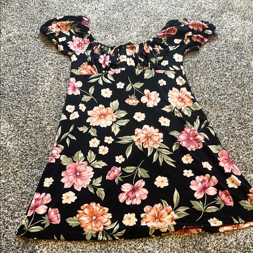 Floral Black Kids Dress
